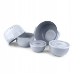 Virtuvinių indų rinkinys 7El + Colander 3L plastikinis pilkas