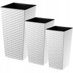 3x gėlių vazonų rinkinys Gėlių vazono įdėklas rotango baltas 68cm