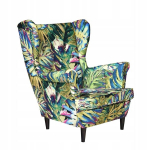 ARI PRINT Skandinavi&scaron;kas fotelis su ausų kra&scaron;tine &Scaron;eimos baldai Monstera leaf green