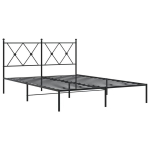 Metalinis lovos rėmas su galvūgaliu vidaXL, 135x190 cm, juodas