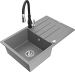 Granitinė virtuvinė plautuvė Mexen Bruno su mai&scaron;ytuvu ir sifonu, Grey/Black
