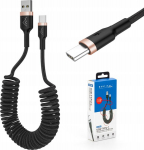 Tvirtas spyruoklinis usb usb-c pintas spiralinis kabelis 3a 1,5 m ip automobiliui