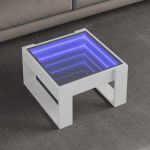 Kavos staliukas su infinity led lemputėmis, baltas, 50x53x30cm