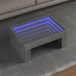 Kavos staliukas su infinity led lemputėmis, betono, 70x50x30cm