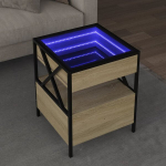 Kavos staliukas su infinity led lemputėmis, ąžuolo, 40x40x51cm