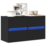 Sieninė tv spintelė su led lemputėmis, juoda, 80x31x45cm