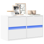 Sieninė tv spintelė su led lemputėmis, balta, 80x31x45cm