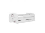 Vaiki&scaron;ka lova be čiužinio ir stalčiaus Kocot Kids BabyDreams White cat, 160x80cm, balta