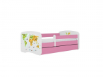 Vaiki&scaron;ka lova be čiužinio, su stalčiumi Kocot Kids BabyDreams Pink map, 180x80 cm, rožinė