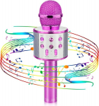 Geriausia dovana vaikams, belaidis karaoke mikrofonas Bluetooth gimtadienio dovana 4-12 metų mergaitei berniukui kalėdinės kalėdinės kojinės - rožinė raudona