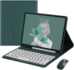 Klaviatūros dėklas, skirtas Galaxy Tab S9 FE Plus / S9 Plus (12,4 colio), Galaxy Tab dėklas su klaviatūros ir pelės deriniu, nuimamas magnetinis klaviatūros dėklas su S ra&scaron;iklio laikikliu (mėlsva spalva)