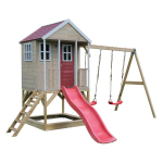 Medinė vaikų žaidimų aik&scaron;telė su čiuožykla, sūpynės, Wendi Toys M30R, raudona, 290 x 405 x 242 cm