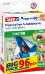 Tesa Powerstrips&reg; lipnios juostelės plakatams, maks. 200 g, nepalieka likučių nuėmus, didelis paketas su 96 vnt., balta