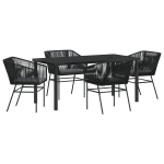 vidaXL Sodo valgomojo komplektas su pagalve 5 pcs Juoda