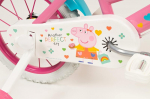 Peppa Pig vaiki&scaron;kas dviratis 14 colių su stabilizatoriais, krep&scaron;eliu ir lėlės sėdyne, 4-6 metų, spalvingas