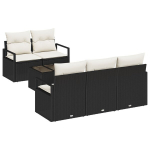 6 dalių sodo sofa komplektas su pagalvėlėmis Juoda ratanas,2 vietų sodo sofa su pagalvėlėmis Juoda ratanas