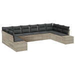 10 dalių sodų sofa su pagalvėlėmis &scaron;viesiai pilka poli ratanas