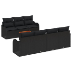 8 dalių sodo sofa rinkinys su pagalvėlėmis juoda poli ratano akacija,2 vietų sodo sofa su pagalvėlėmis juoda poli ratano