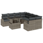 9 dalių sodo sofa komplektas su pagalvėlėmis pilkai poli ratanui