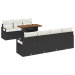 8 dalių sodo sofų rinkinys su pagalvėmis juoda poli ratanas akacija,2 vietų sodo sofa su pagalvėmis juoda poli ratanas