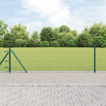 Heksagoninė tvora Žalia 0.4x10 m Plienas,Tvoros stulpai su pagrindo plok&scaron;tėmis 7 vnt &Oslash;32mm 50cm Cinkuotas plienas