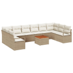 11 dalių sodo sofa rinkinys su pagalvėlėmis smėlio poli ratanas akacijos,2 vietų sodo sofa su saugykla ir pagalvėlėmis smėlio poli ratanas