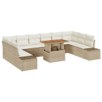 11 dalių sodo sofa komplektas su pagalvėmis, smėlio, poli ratano