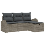 4 dalių sodo sofa komplektas su pagalvėmis pilkame poli ratan