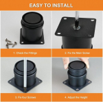 4 baldų kojelių rinkinys, reguliuojamo auk&scaron;čio, 60 mm spintelių kojelės, juodos spalvos baldams, baldų kojelė, reguliuojama apvali, baldų kojelės, auk&scaron;čio reguliatorius, reguliuojamos spintelių kojelės kėdėms, stalui