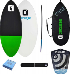 Circle One Green epoksidinio stiklo pluo&scaron;to skimboard'o rinkinys - su krep&scaron;iu, va&scaron;ku, uodegos padu ir lanku