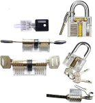 Loboo Idea 6 dalių spynų atrakinimo treniruočių spynos su juodu užraktu, treniruočių spynų rinkinys / permatomos spynos atrakinimo pratimams, spynų atrakinimo treniruočių rinkinys