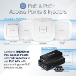 Trendnet gigabitinis power over ethernet plus (poe+) injektorius, konvertuoja ne poe gigabitą į poe+ arba poe gigabitą, tinklo atstumai iki 100 m (328 pėdų), tpe-115gi