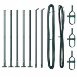 Aptvarų stulpai su pagrindo plok&scaron;tėmis 7 vnt &Oslash;32mm 50cm Cinkuotas plienas