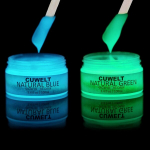 Cuwelt &scaron;vytintis tamsoje akrilinių dažų rinkinys, 2 x 100 ml fluorescencinės spalvos, &scaron;vytinčios tamsoje spalvos, akriliniai &scaron;vytintys tamsoje dažai, &scaron;viesūs dažai Helovino dekoracijoms, žalia ir mėlyna
