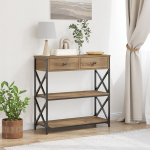 Konsolinis staliukas Artisan ąžuolas 75x28x75 cm Inžinerinis medis ir plienas