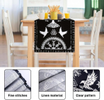 Imposyu padėkliukų rinkinys i&scaron; 4 ir staltiesės takelių, plaunami retro stiliaus padėkliukai juodi, neslystantys, atsparūs ply&scaron;imui, medžiaginė staltiesė takelis restoranui, vakarėlio dekoravimui, 33 x 180 cm