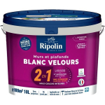 2 in 1 wall & ceiling velvet white - RIPOLIN - 10 L