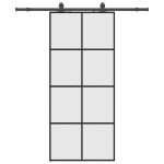 Stumdomos durys su įrangos rinkiniu, juodas, 90x205 cm, ESG ir, 90 x 205 cm (183 cm slankiojantis bėgelis)