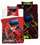 Tamsoje &scaron;vytinti patalynė 140 x 200 &bdquo;Miraculous Ladybug and Cat Noir&ldquo; medvilnė