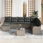 8 vnt. sodo sofa rinkinys su pagalvėm juodas poli ratanas