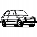 3D sienų dekoracija Fiat 126p Maluch, HDF, juoda, 92x45 cm