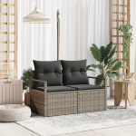 2-sėdima lauko sofa su pagalvėmis pilka poly ratanas