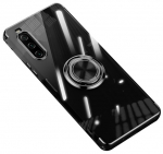 &bdquo;Fashion&ldquo; Kickstand kieto silikono (TPU) dėklas - skaidrus / juodas (Xperia 10 V)