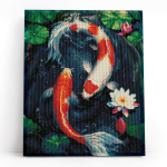 Deimantinė mozaika Koi karpiai tarp lotosų LG360e, 40x50 cm