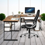 Costway L formos ra&scaron;omasis stalas su pakreipiamu stalvir&scaron;iu apatine knygų lentyna ir procesoriaus stovu Pie&scaron;imo stalas Kompiuterio stalas 170 x 150 x 75 cm Ruda