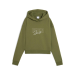 Laisvalaikio bliuzonas moterims PUMA ELEVATED Graphic Cropped Hoodie TR Olive - 68950022, žalias