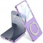 &bdquo;GKK&ldquo; Kickstand plastikinis skaidrus dėklas - violetinis (Galaxy Flip7)