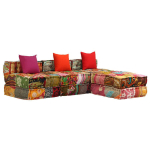 Trivietė modulinė sofa lova, audinys, skiautinis dizainas