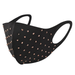 BYS Daugkartinio audinio veido kaukė, Single Layer Fashion Black with Rose Gold Stones