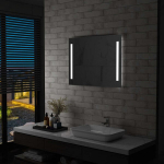 Sieninis vonios kambario veidrodis su LED, 80x60cm,
